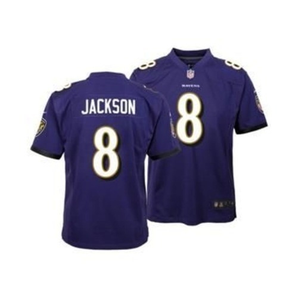 Big Kids Nike Lamar Jackson Baltimore Ravens Fashion Game Jersey - Purple/White